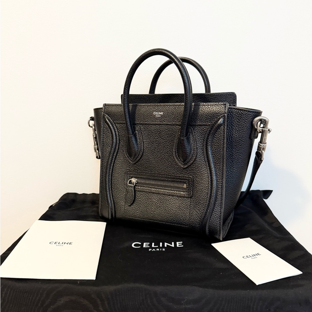 Celine Black Leather Mini Luggage Bag